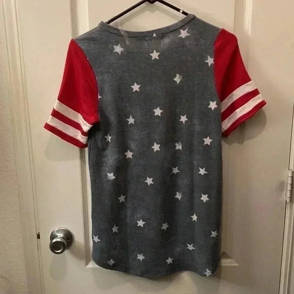 12PM by Mon Ami Patriotic Women Short Sleeve Top Size Small - Picture 5 of 5